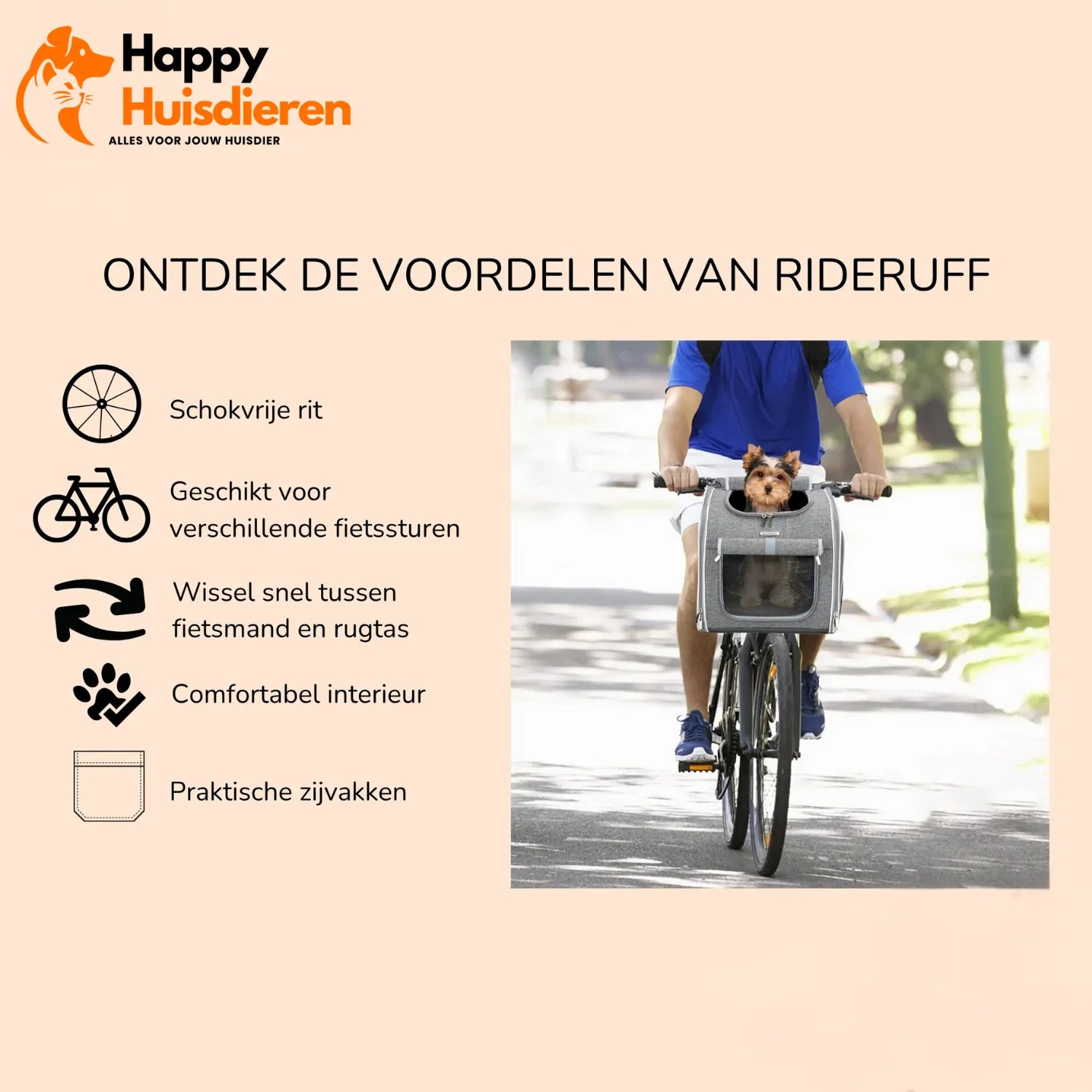 PawRide Mand | Veilig Fietsen met Huisdieren