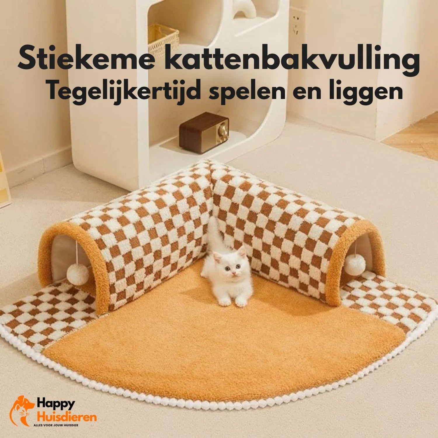 PurrPath Tunnel | Kattentunnel met deken & speelbal – comfortabel & interactief