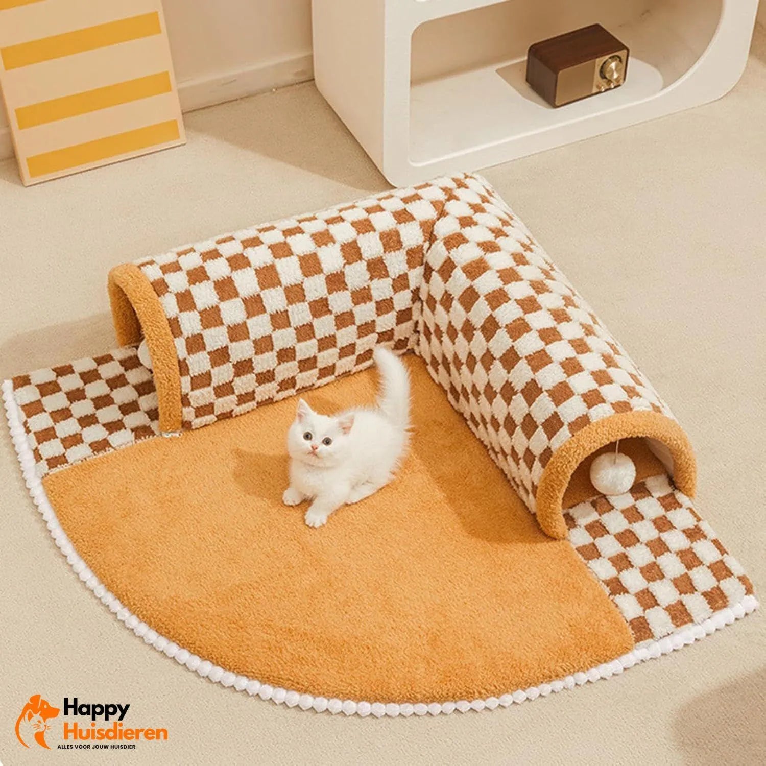 PurrPath Tunnel | Kattentunnel met deken & speelbal – comfortabel & interactief