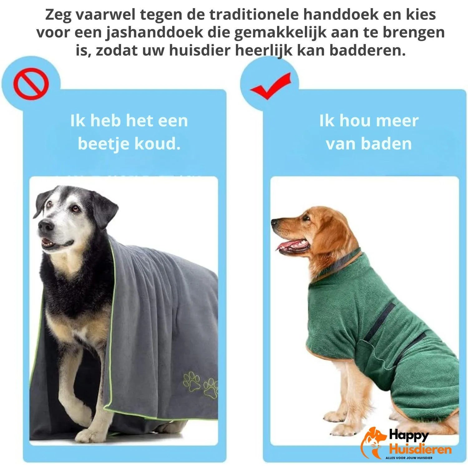 QuickDry | Sneldrogende Microvezel Hondenbadjas – Verstelbaar & Comfortabel