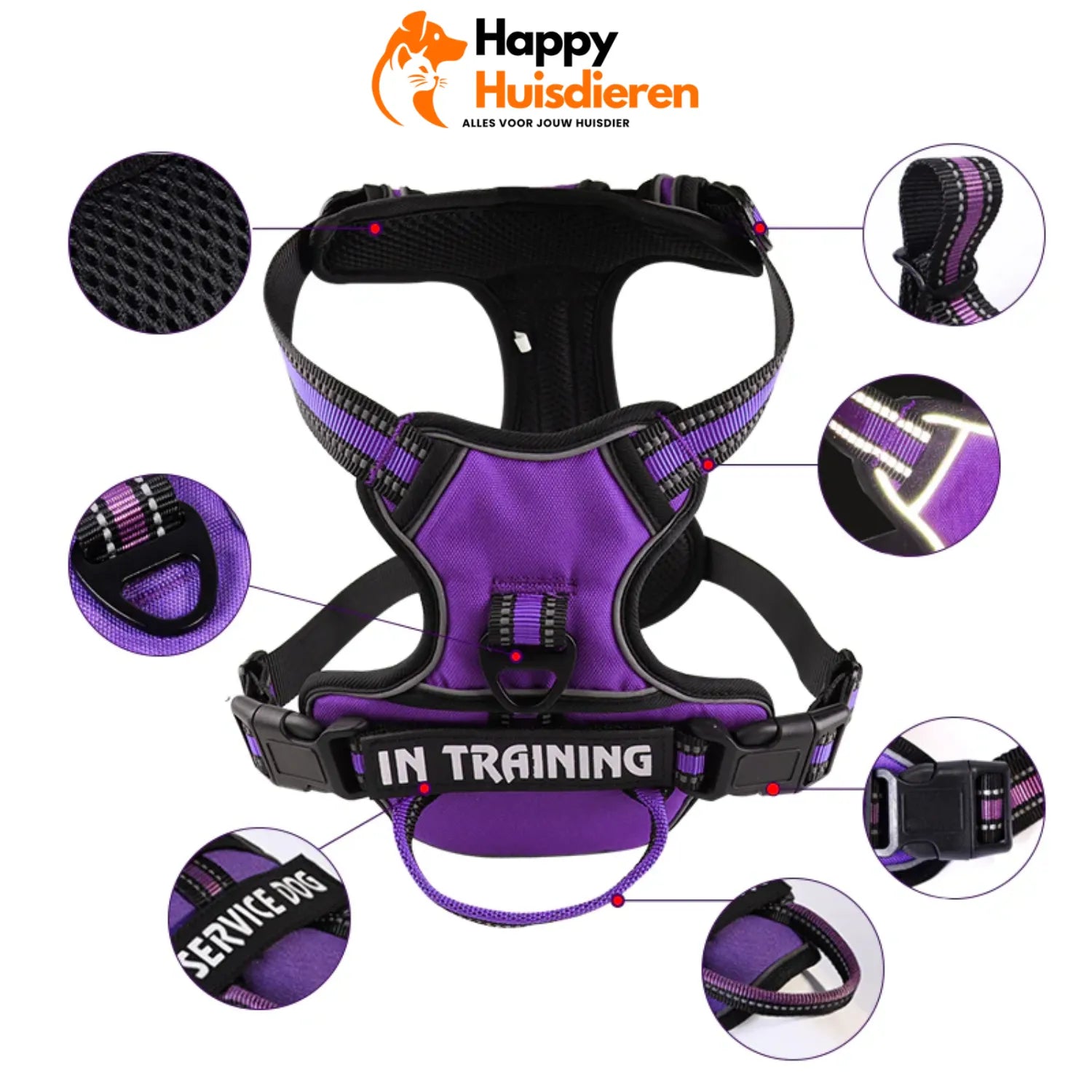 ReflectoID Hondentuig | Gepersonaliseerd Antitrek Tuig met Naamlabel en Reflectie