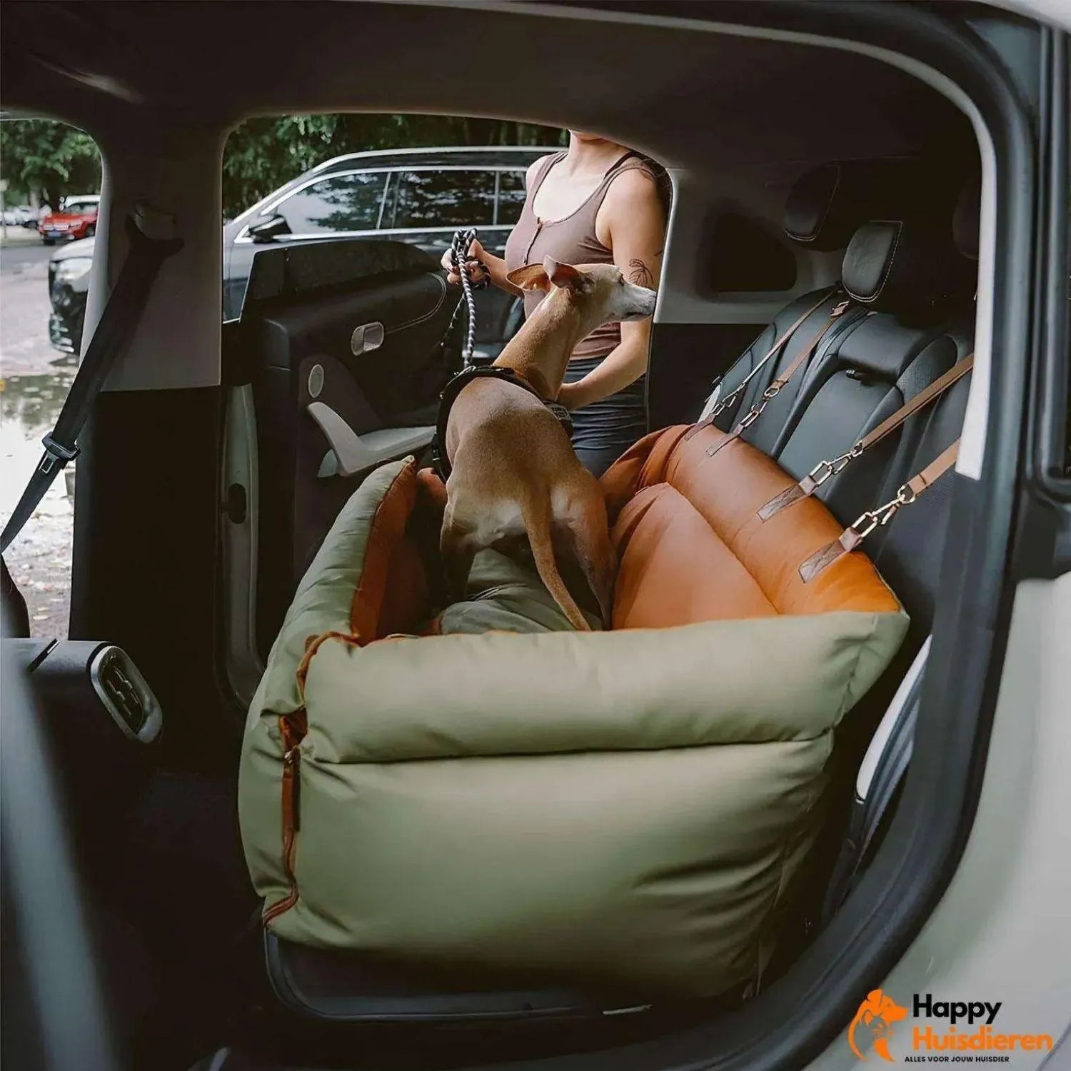 Reisgenoot voor huisdieren | Grote kunstleren autostoel voor honden met verhoogd zitcomfort