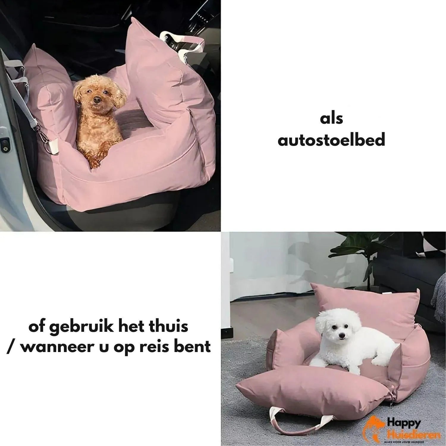 RoadPaws Lounge | Luxe autostoelbed voor honden met verhoogde bescherming