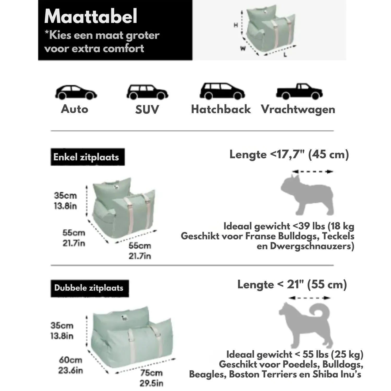 RoadPaws Lounge | Luxe autostoelbed voor honden met verhoogde bescherming