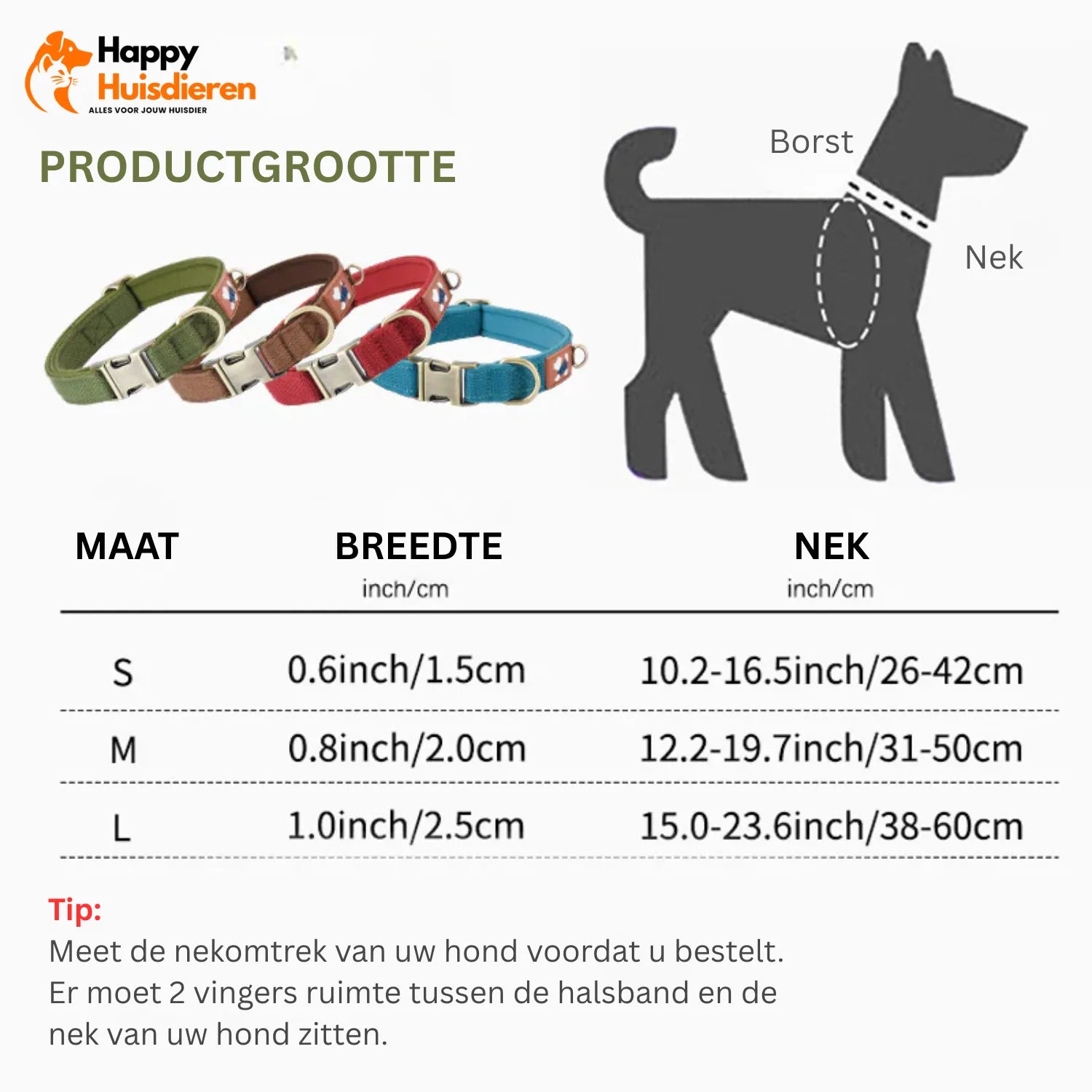 SafeID Nylon Halsband | Gepersonaliseerde Hondenhalsband met Naam en Telefoonnummer