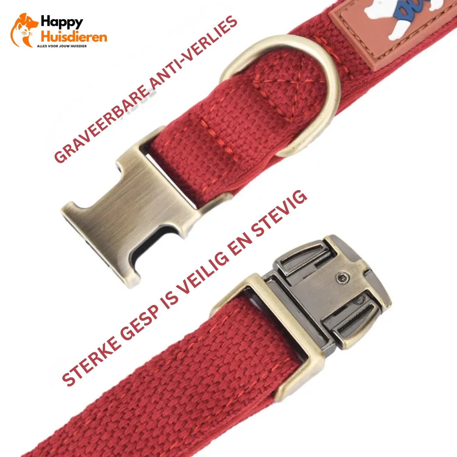 SafeID Nylon Halsband | Gepersonaliseerde Hondenhalsband met Naam en Telefoonnummer
