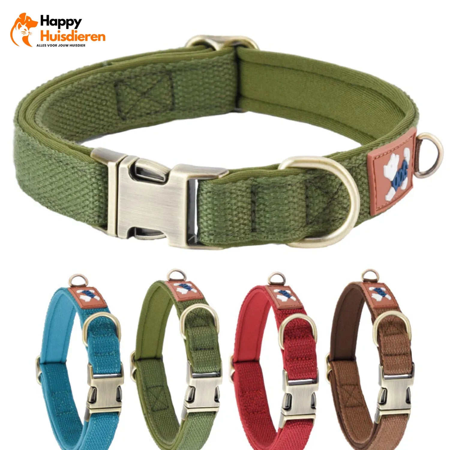 SafeID Nylon Halsband | Gepersonaliseerde Hondenhalsband met Naam en Telefoonnummer