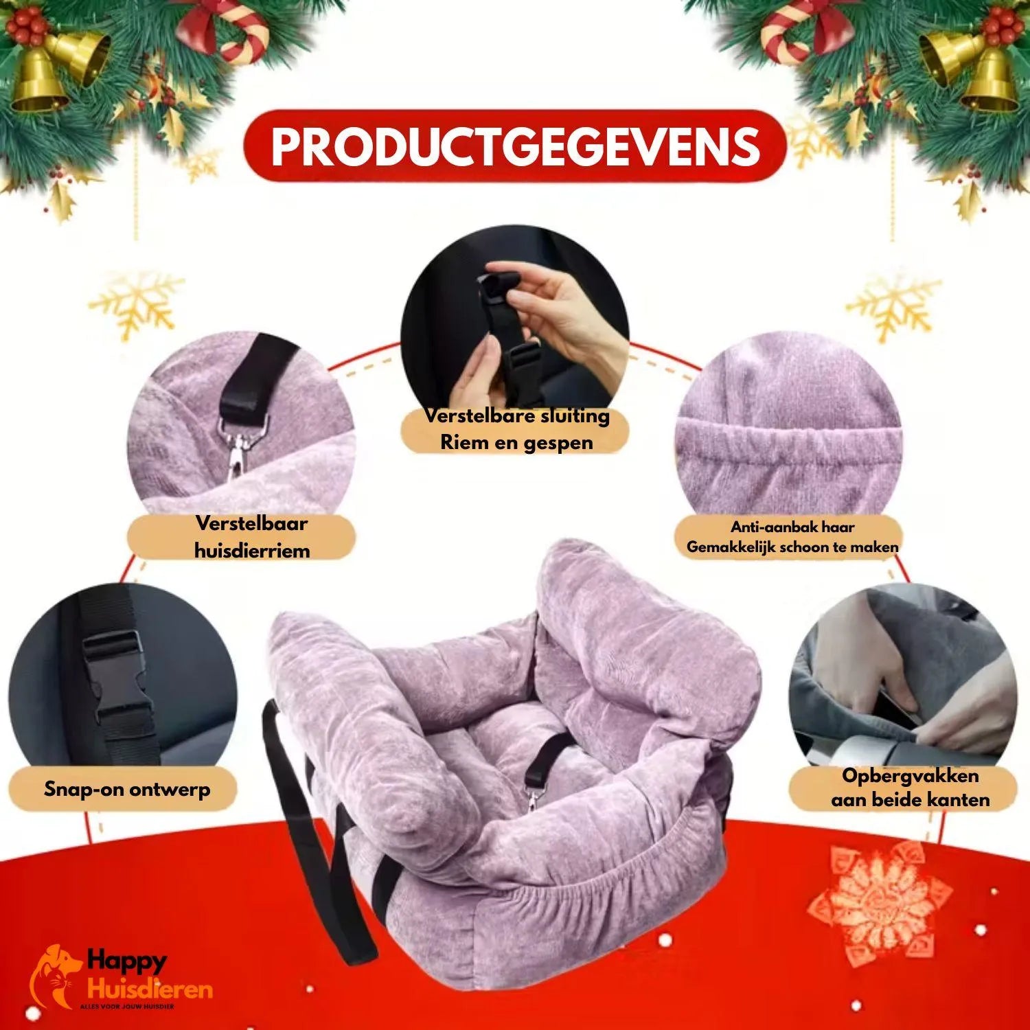 SafeSeat Bed | Autostoel voor honden met gordelbevestiging & wasbare hoes