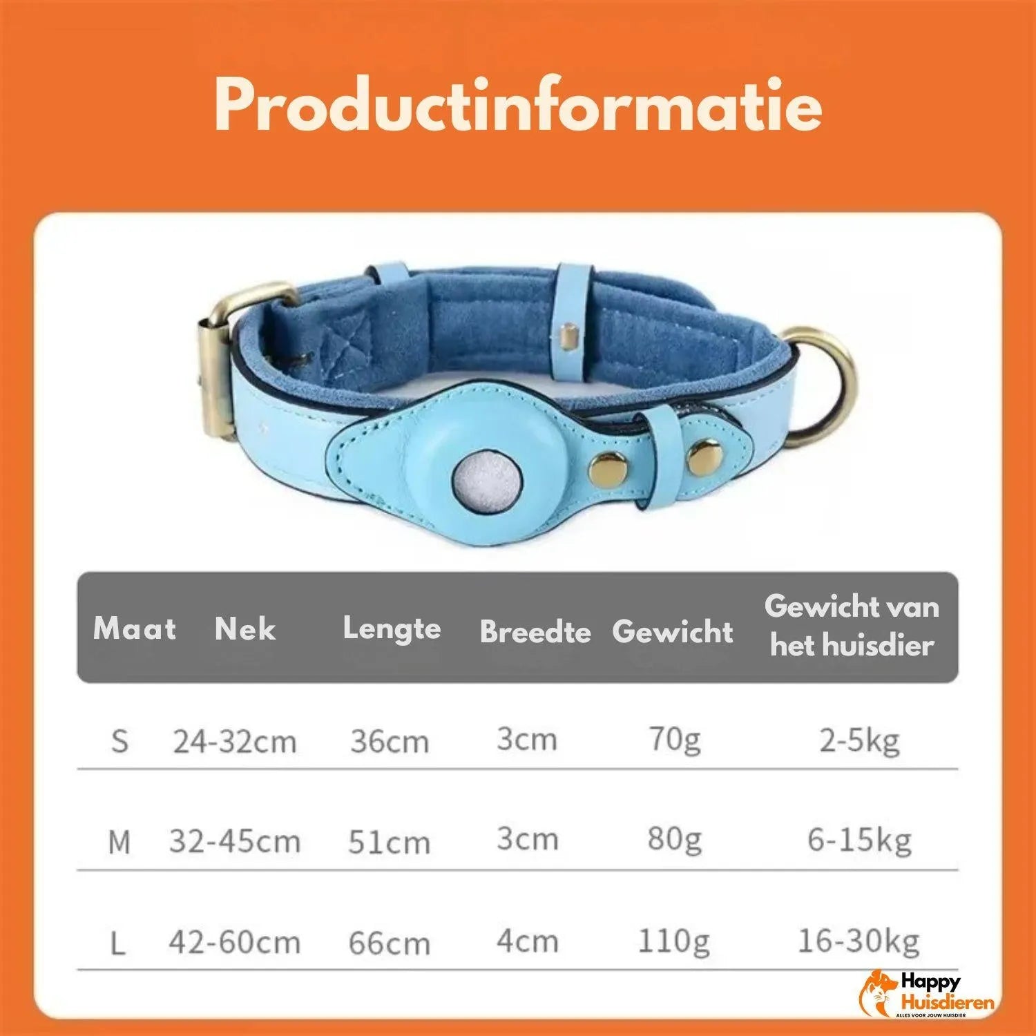 SafeTrack Collar | AirTag hondenhalsband met zachte voering & veilige houder