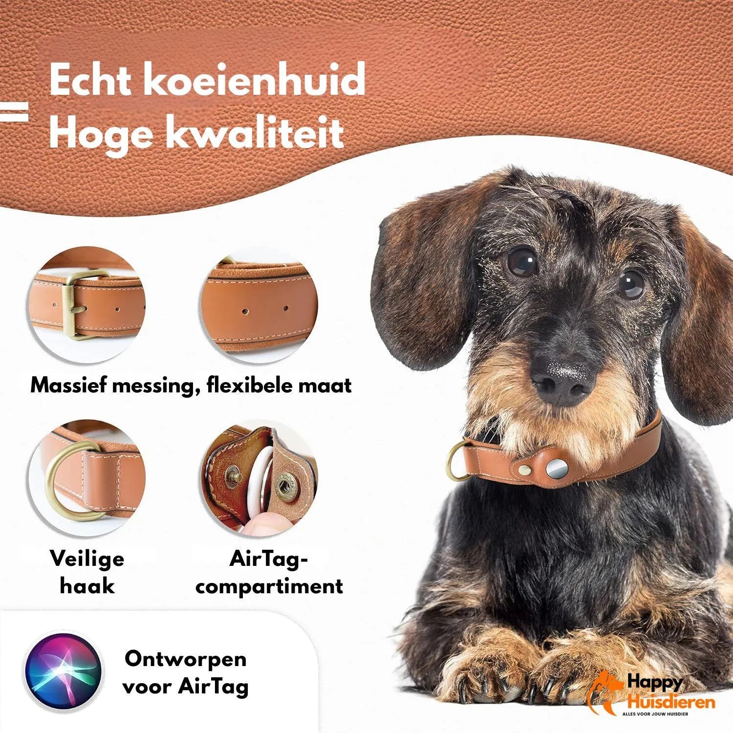 SafeTrack Collar | AirTag hondenhalsband met zachte voering & veilige houder