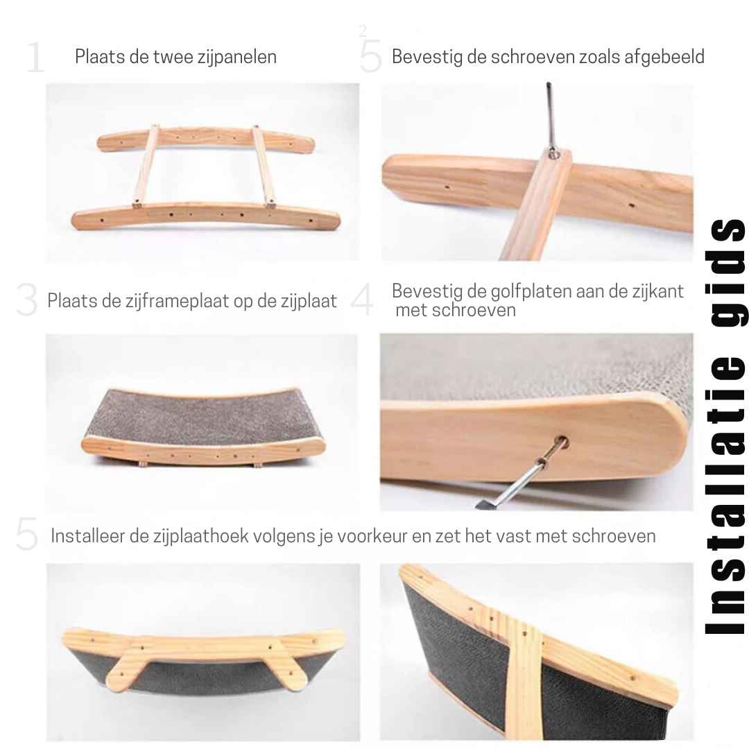 ScratchEase Lounge | Krab bed katten 2-in-1 rust & spelen