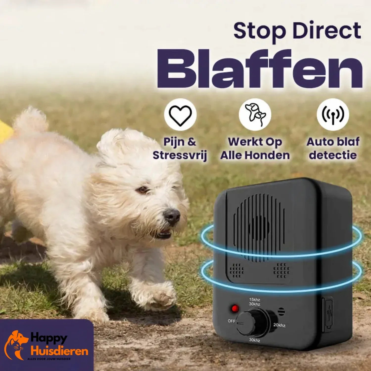 SilentPup | Diervriendelijk Ultrasoon Anti-Blaf Apparaat – pijnvrij, stil & oplaadbaar