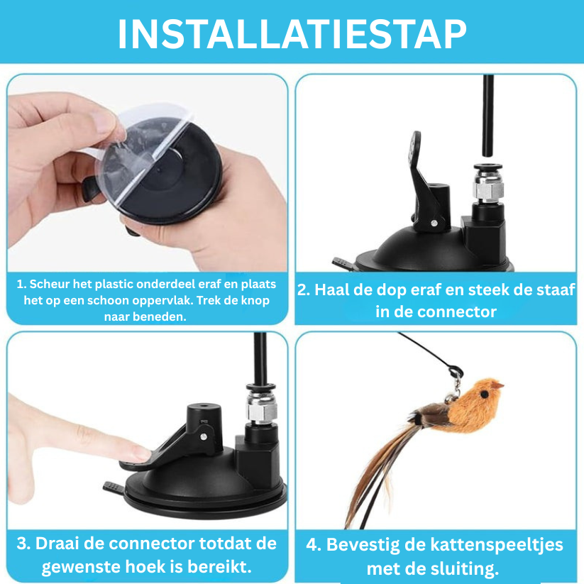 SkyChase Kattenspeelset | 2 Interactieve Hengels met Zuignap voor Actief Spel