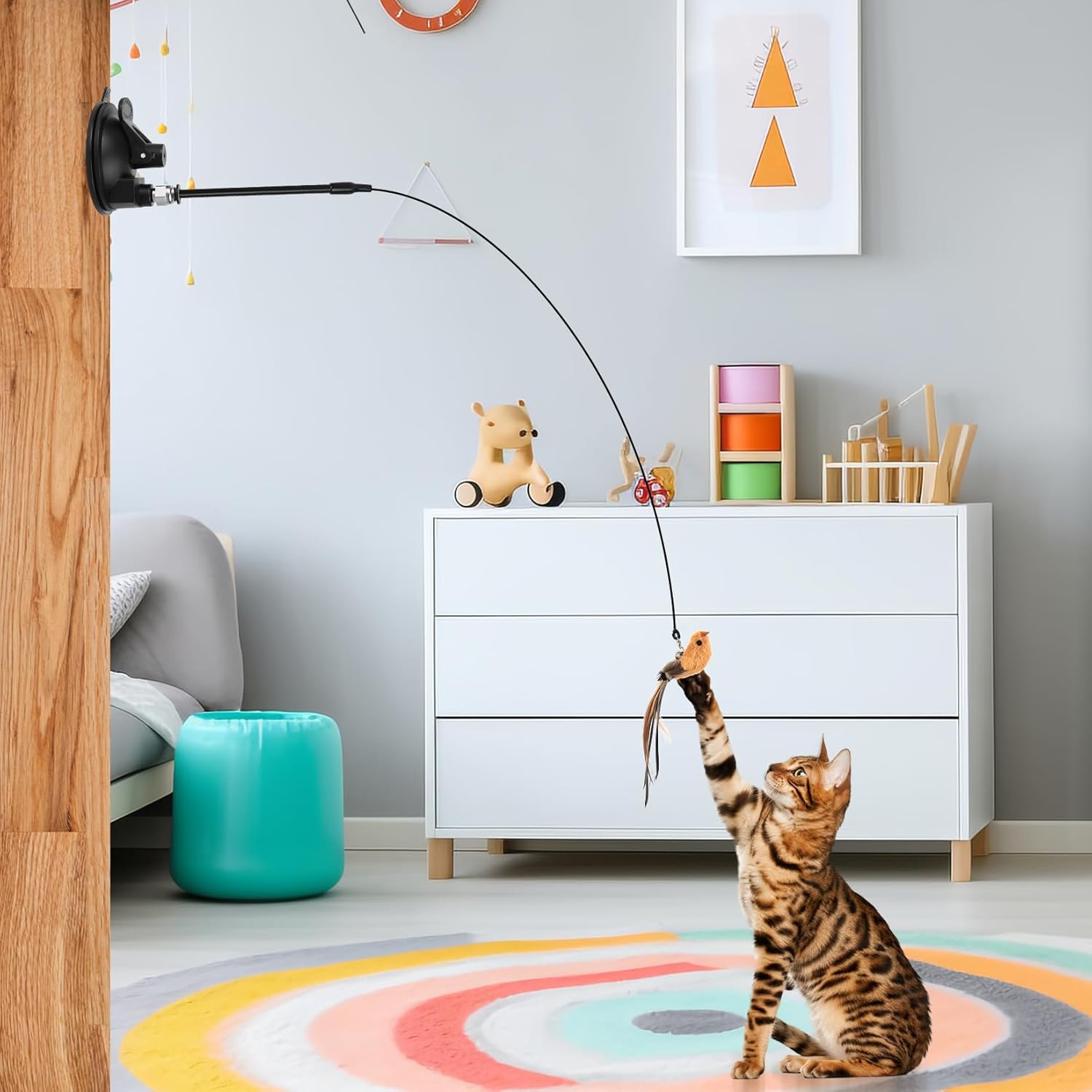 SkyChase Kattenspeelset | 2 Interactieve Hengels met Zuignap voor Actief Spel