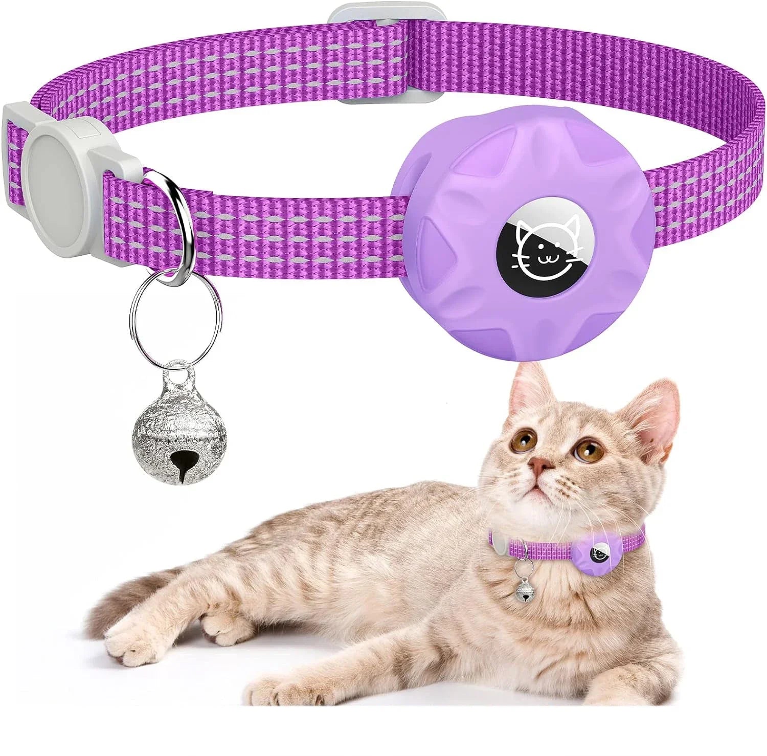 Reflecterende kattenhalsband met houder voor AirTag, ideaal voor katveiligheid