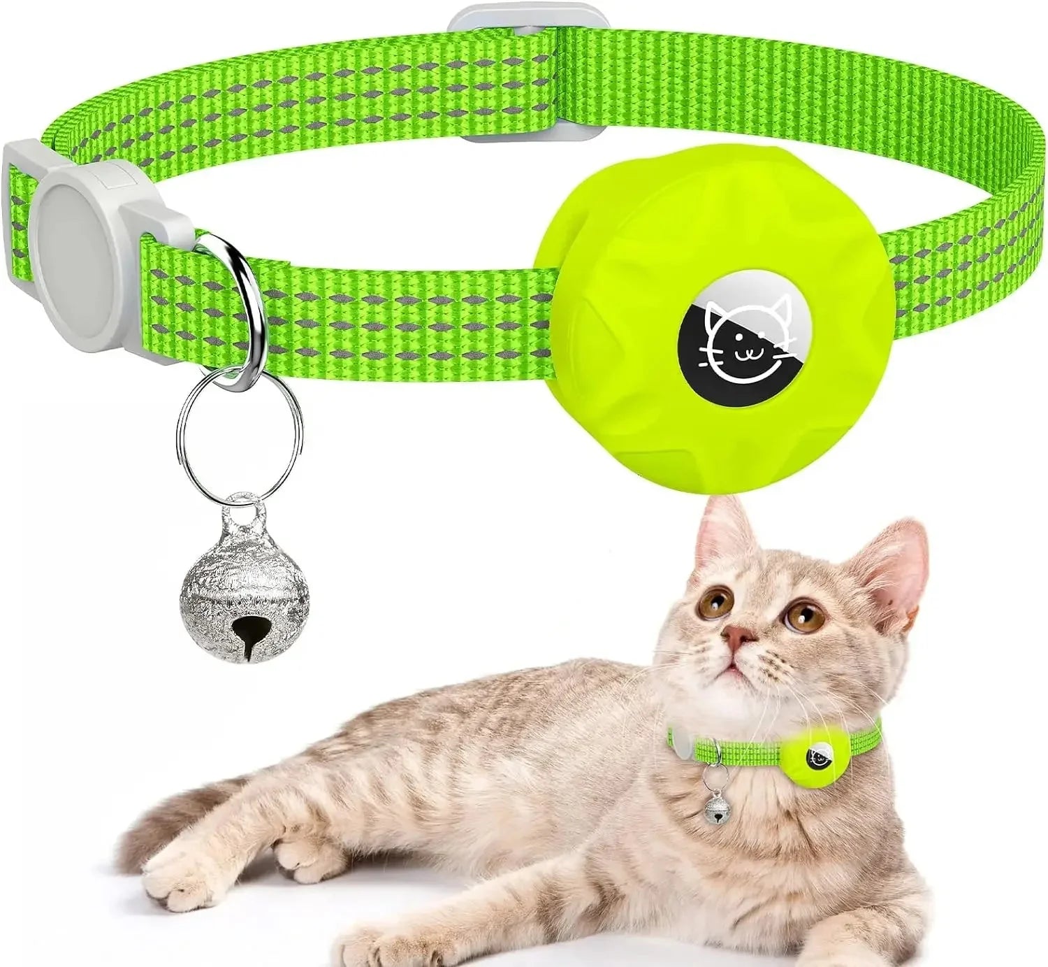 Reflecterende kattenhalsband met houder voor AirTag, ideaal voor katveiligheid