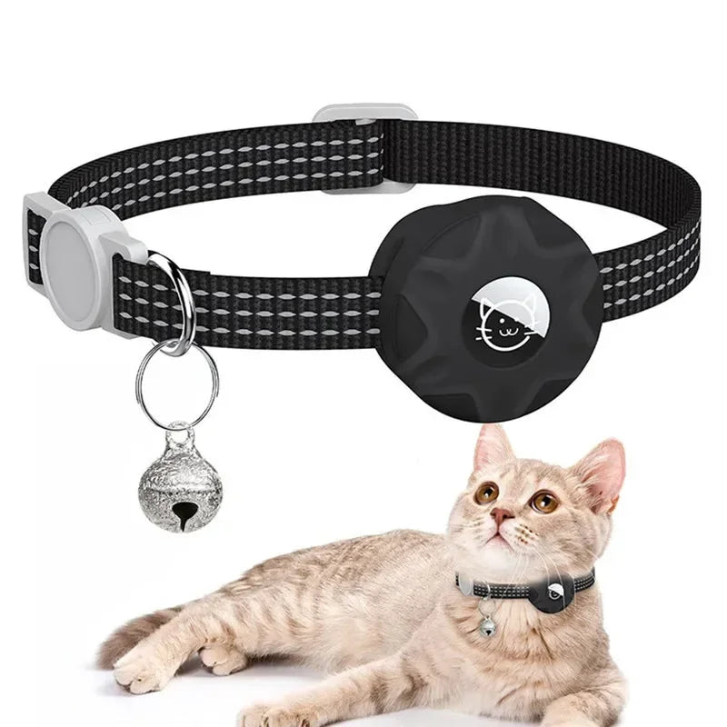Reflecterende kattenhalsband met houder voor AirTag, ideaal voor katveiligheid