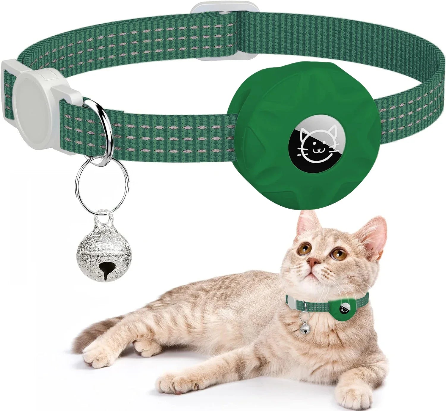 Reflecterende kattenhalsband met houder voor AirTag, ideaal voor katveiligheid