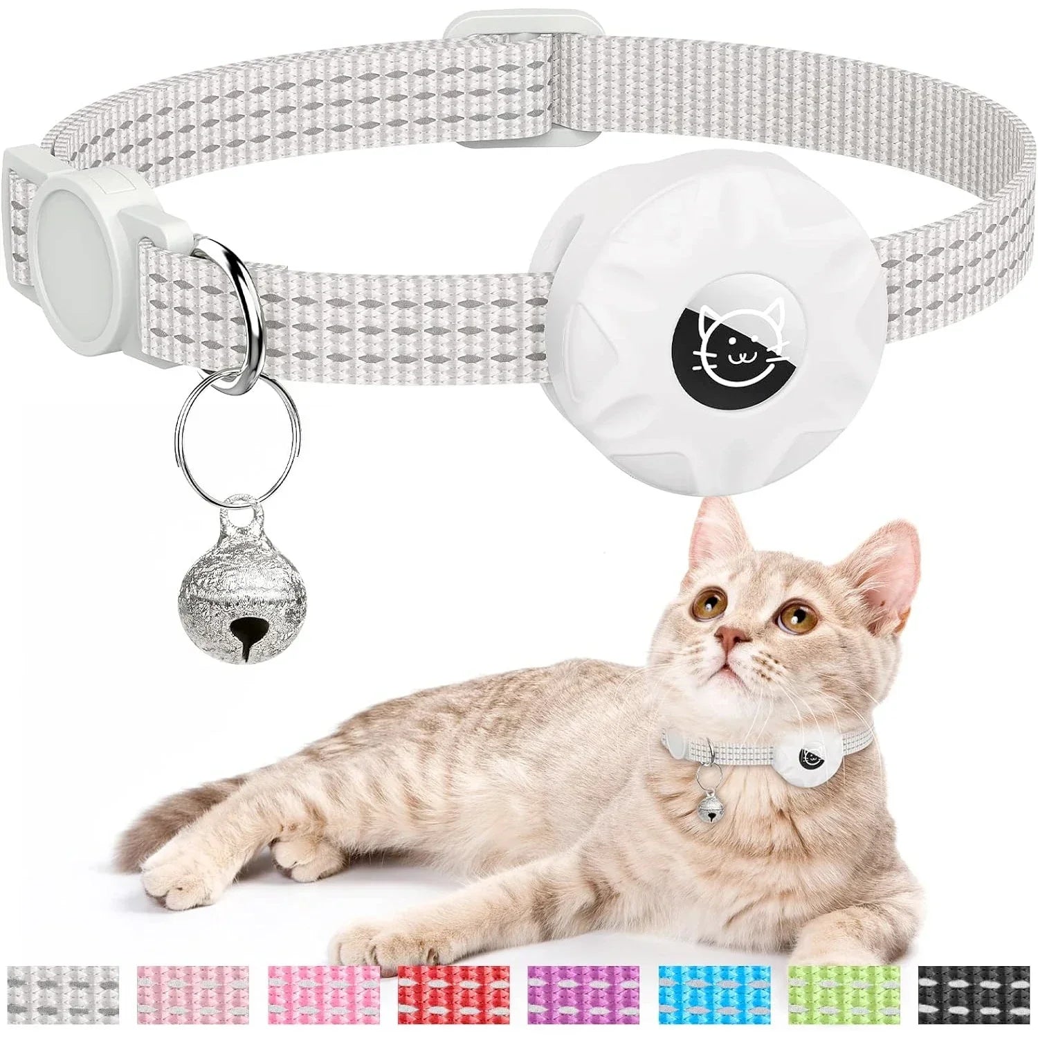 Reflecterende kattenhalsband met houder voor AirTag, ideaal voor katveiligheid