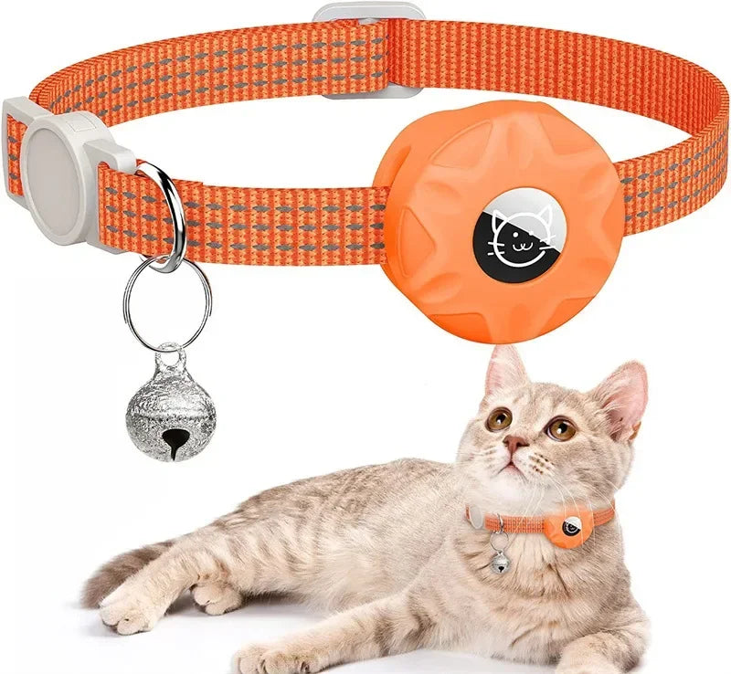 Reflecterende kattenhalsband met houder voor AirTag, ideaal voor katveiligheid