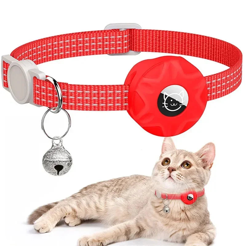 Reflecterende kattenhalsband met houder voor AirTag, ideaal voor katveiligheid