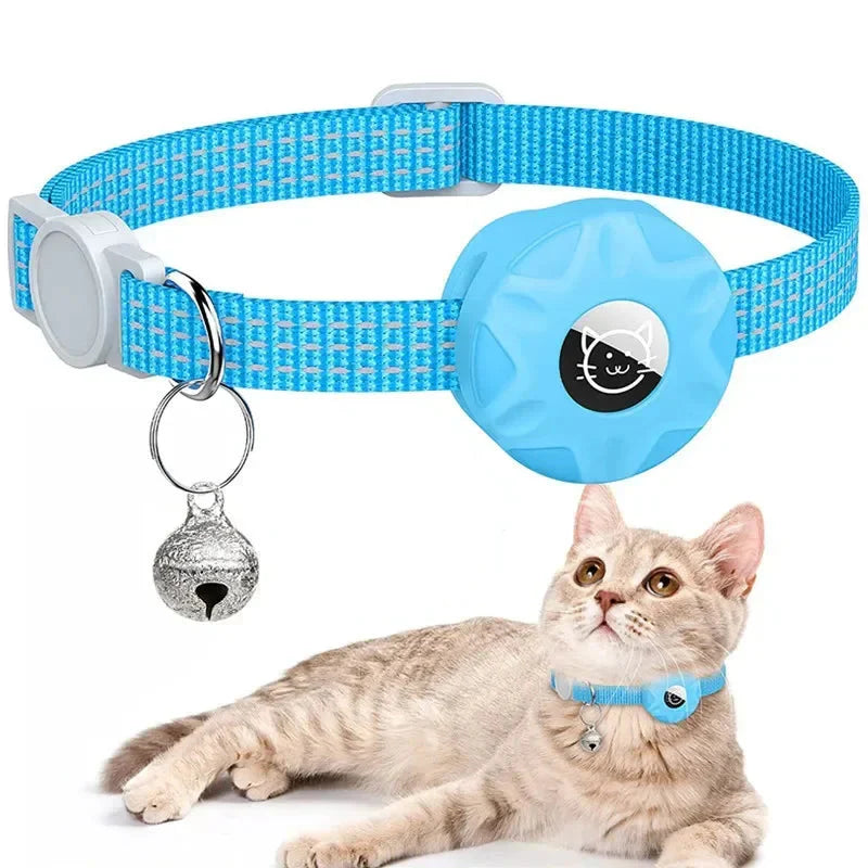 Reflecterende kattenhalsband met houder voor AirTag, ideaal voor katveiligheid