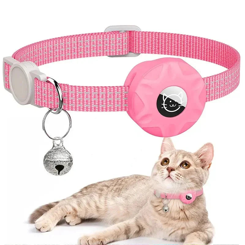 Reflecterende kattenhalsband met houder voor AirTag, ideaal voor katveiligheid