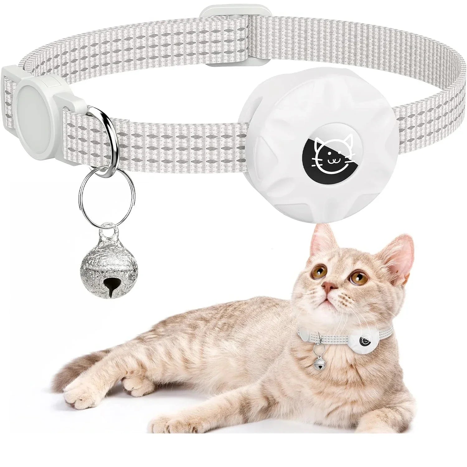 Reflecterende kattenhalsband met houder voor AirTag, ideaal voor katveiligheid