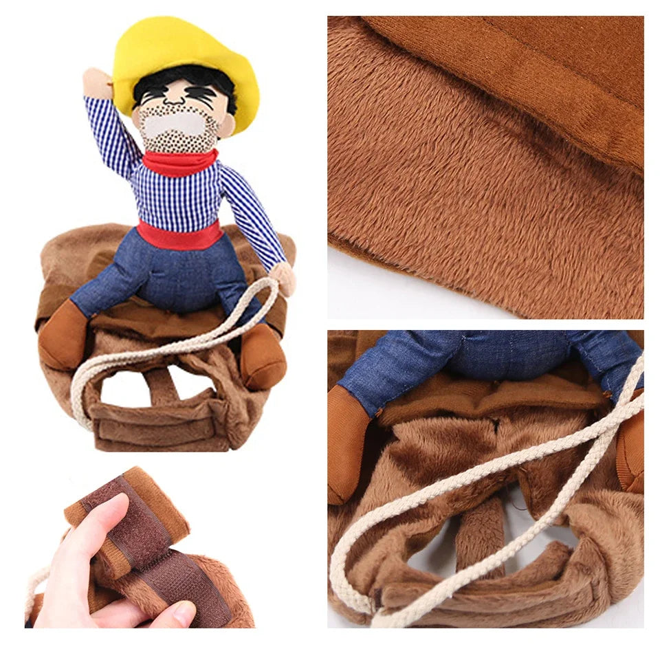 Hondenkostuum als grappige cowboy voor Halloween, geschikt voor kleine en grote honden zoals Franse Bulldogs en Chihuahuas