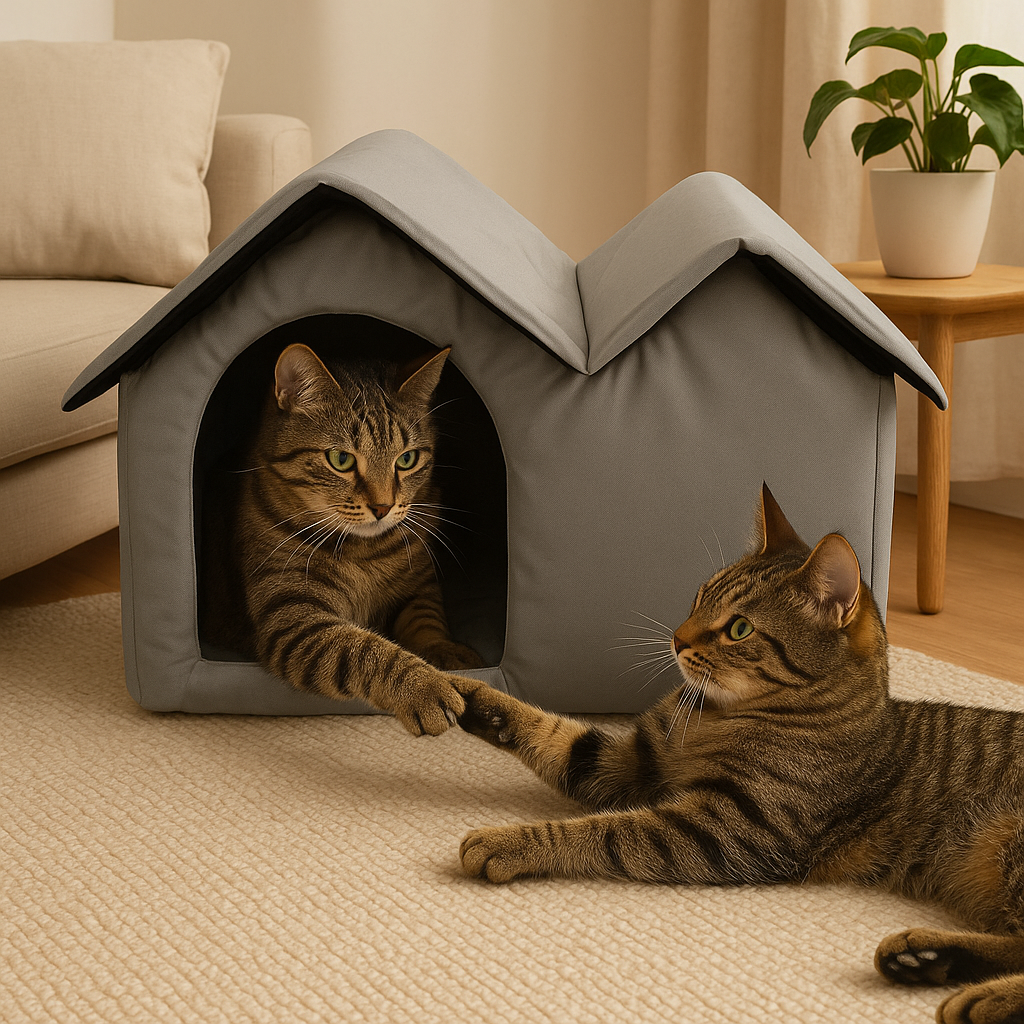 Koel en ademend kattenhuis met ijsvakken voor comfort in de zomer
