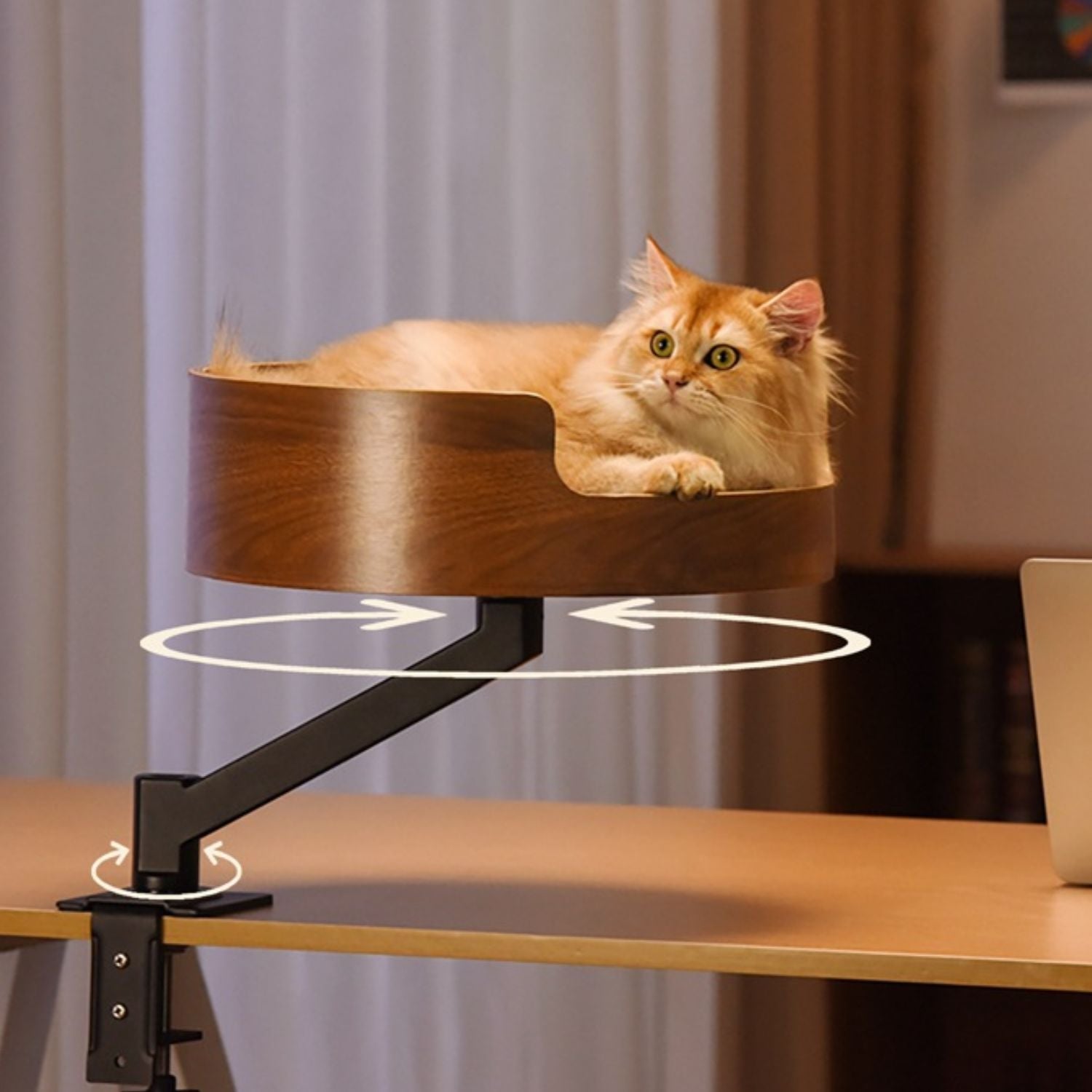 Verstelbare en draaibare dubbele kattenmand geschikt voor bureau gebruik