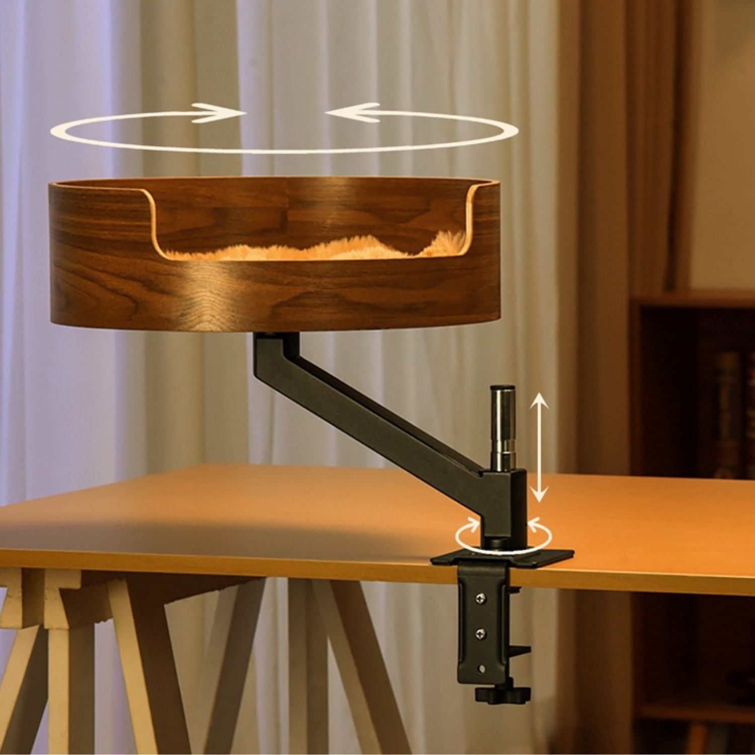 Verstelbare en draaibare dubbele kattenmand geschikt voor bureau gebruik