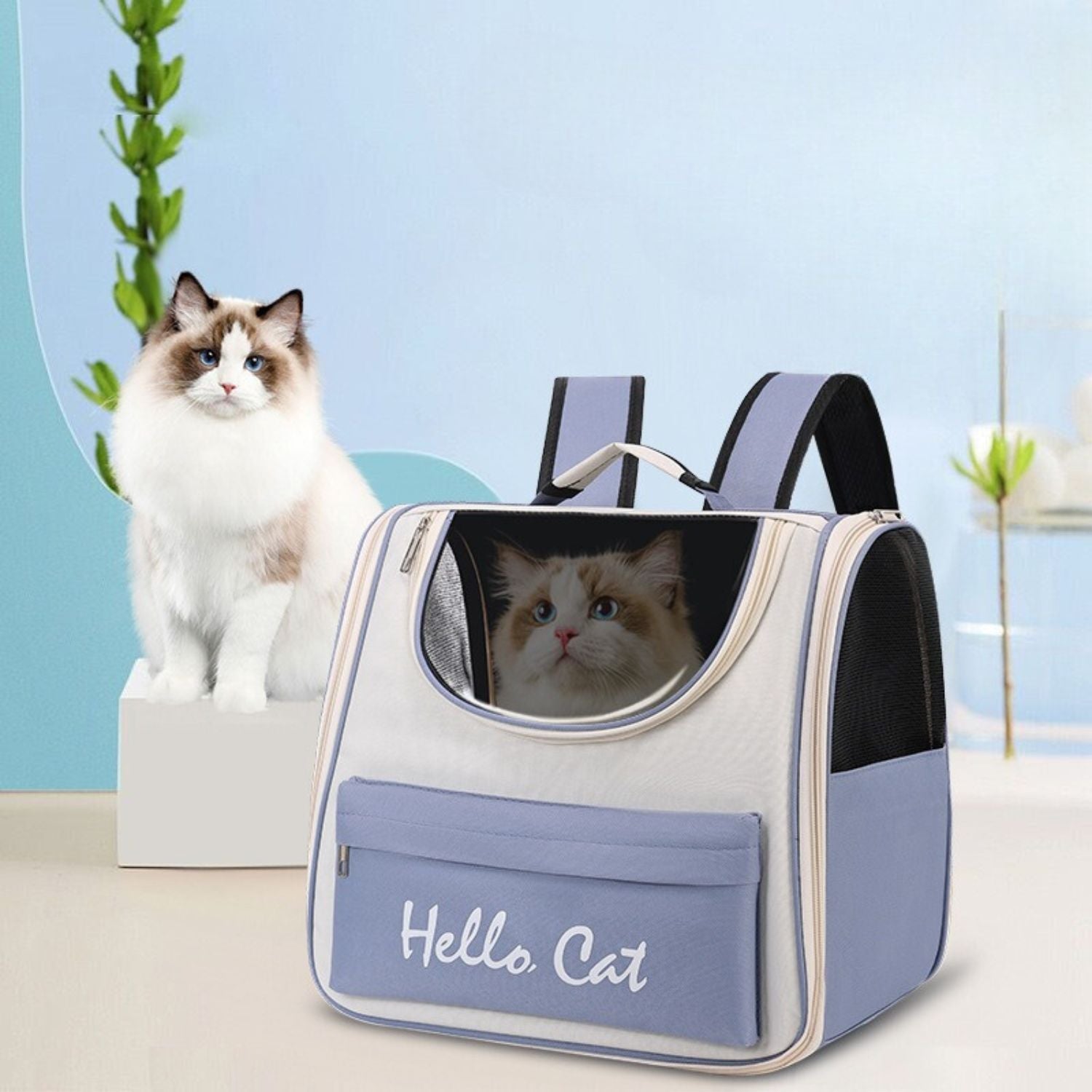 Rugzak speciaal ontworpen voor het comfortabel dragen van katten