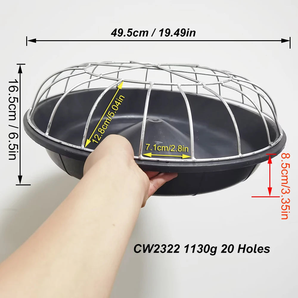 Grote ronde voerbak voor pluimvee met 20 voergaten, geschikt voor huishoudelijk gebruik