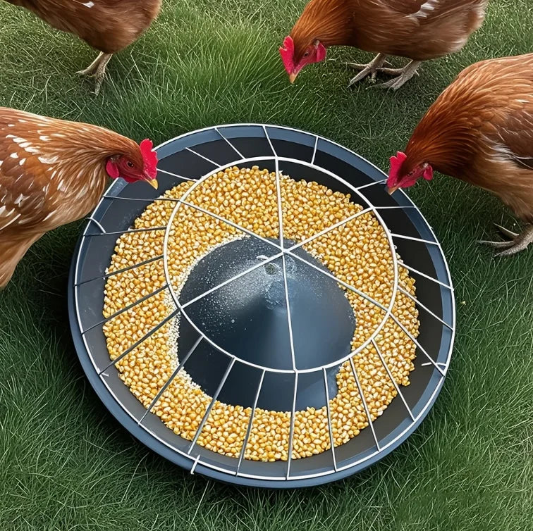 Grote ronde voerbak voor pluimvee met 20 voergaten, geschikt voor huishoudelijk gebruik