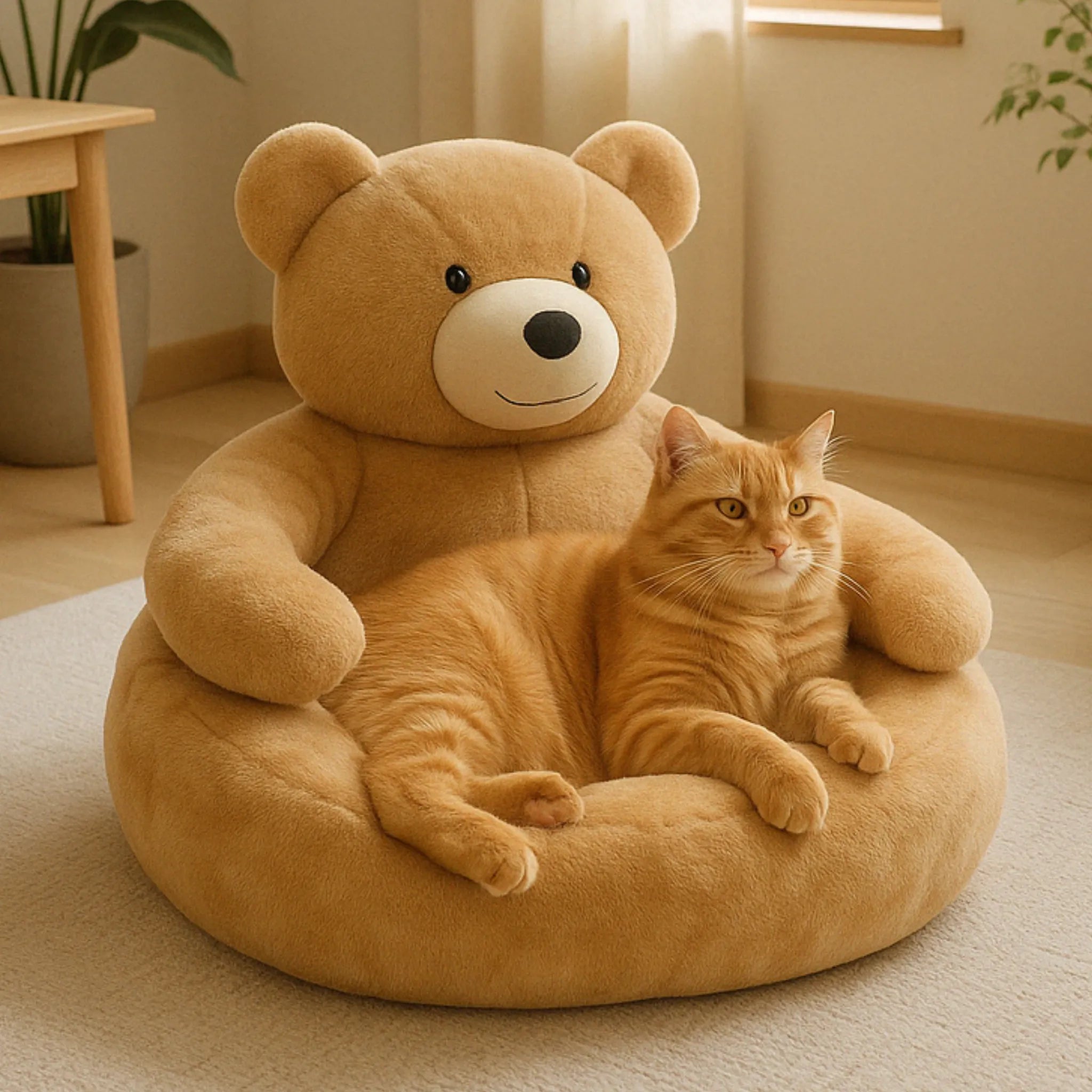 Zacht en veilig kinderbed in de vorm van een knuffelbeer