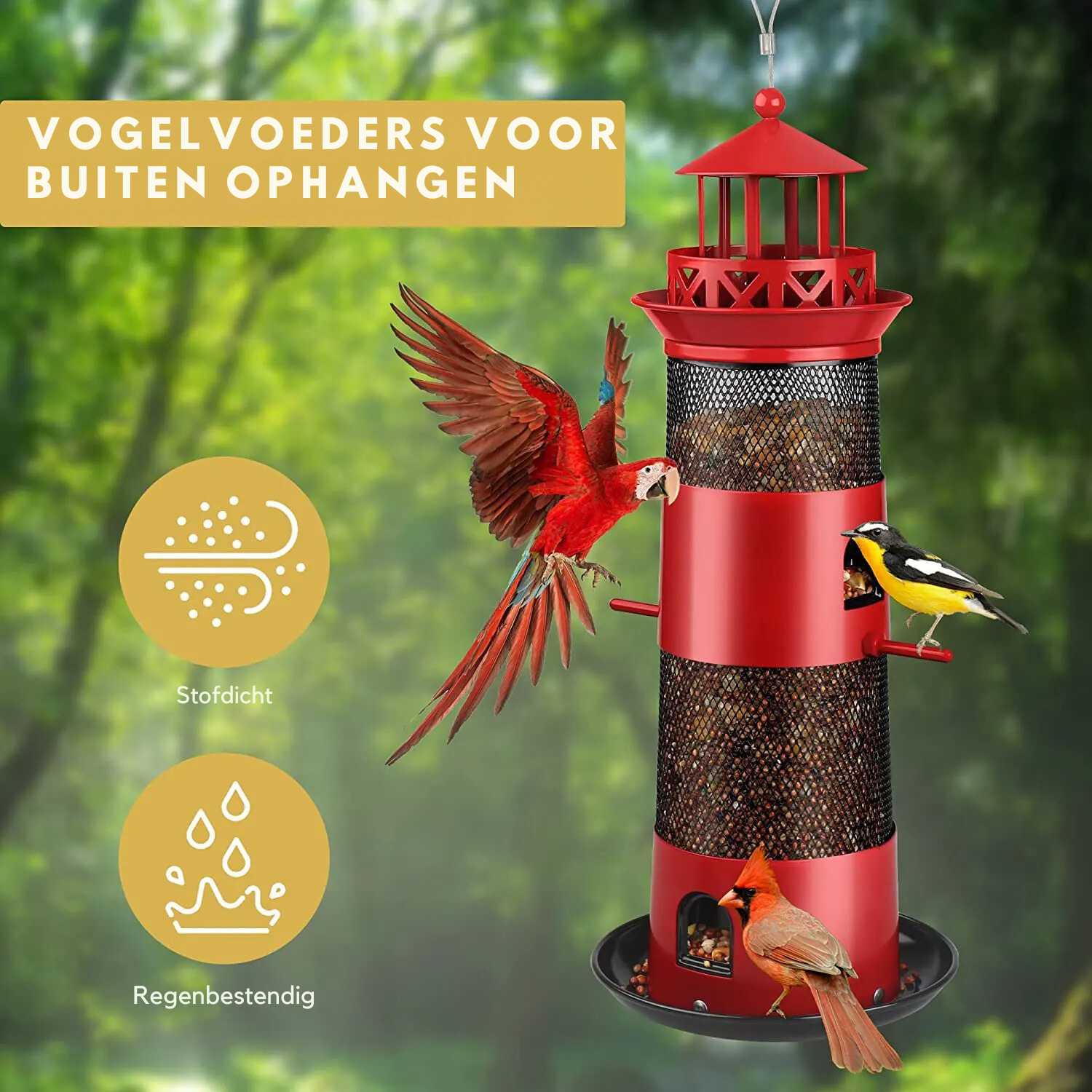 Decoratieve vogelvoeder in de vorm van een vuurtoren voor buitengebruik