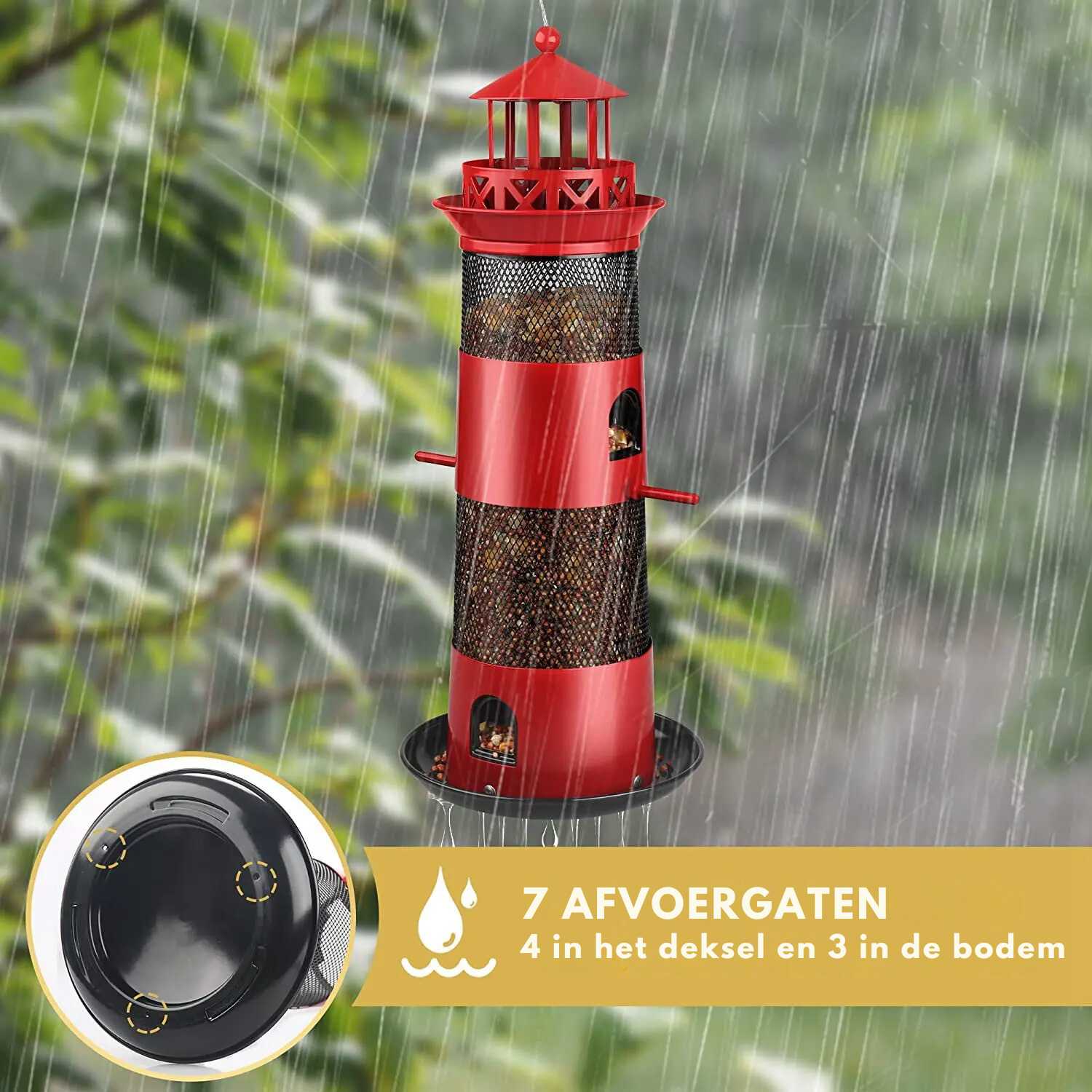 Decoratieve vogelvoeder in de vorm van een vuurtoren voor buitengebruik