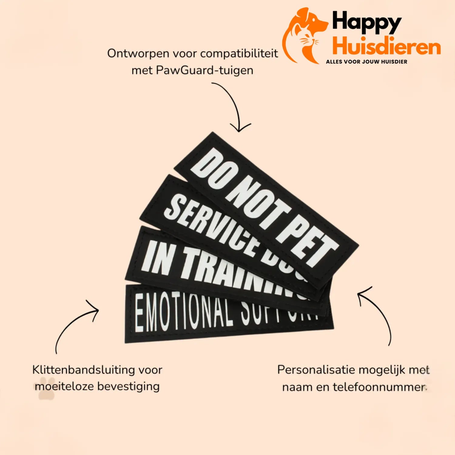 PawsID Tag | Gepersonaliseerd Klittenband Hondentag voor Veiligheid