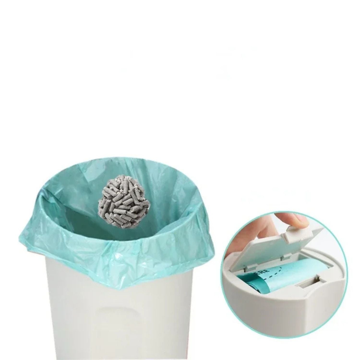 Ergonomische kattenbak schep met opvangbak en vuilniszakrollen voor eenvoudig schoonmaken