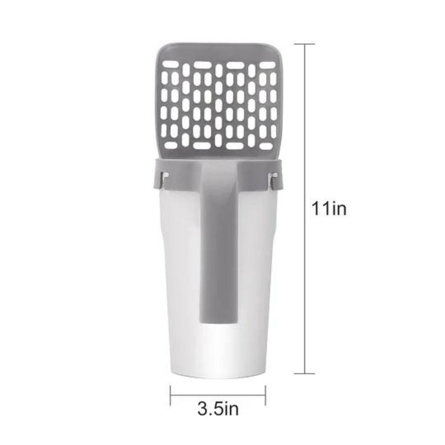 Ergonomische kattenbak schep met opvangbak en vuilniszakrollen voor eenvoudig schoonmaken