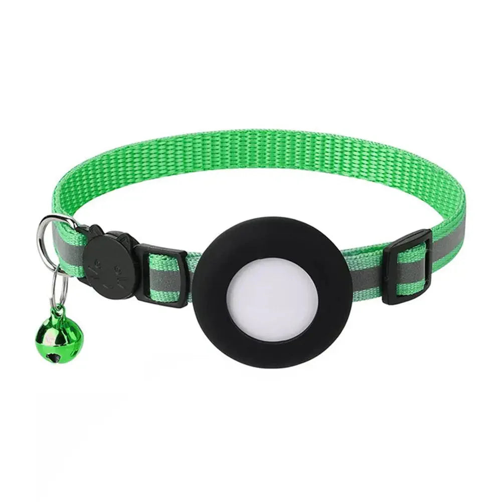 Reflecterende kattenhalsband met AirTag houder en bel voor extra veiligheid