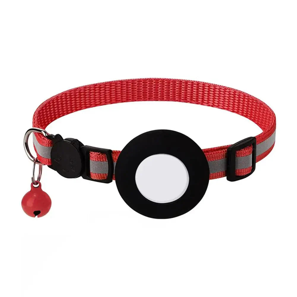 Reflecterende kattenhalsband met AirTag houder en bel voor extra veiligheid
