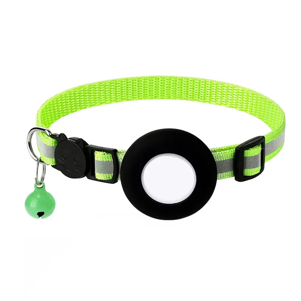 Reflecterende kattenhalsband met AirTag houder en bel voor extra veiligheid