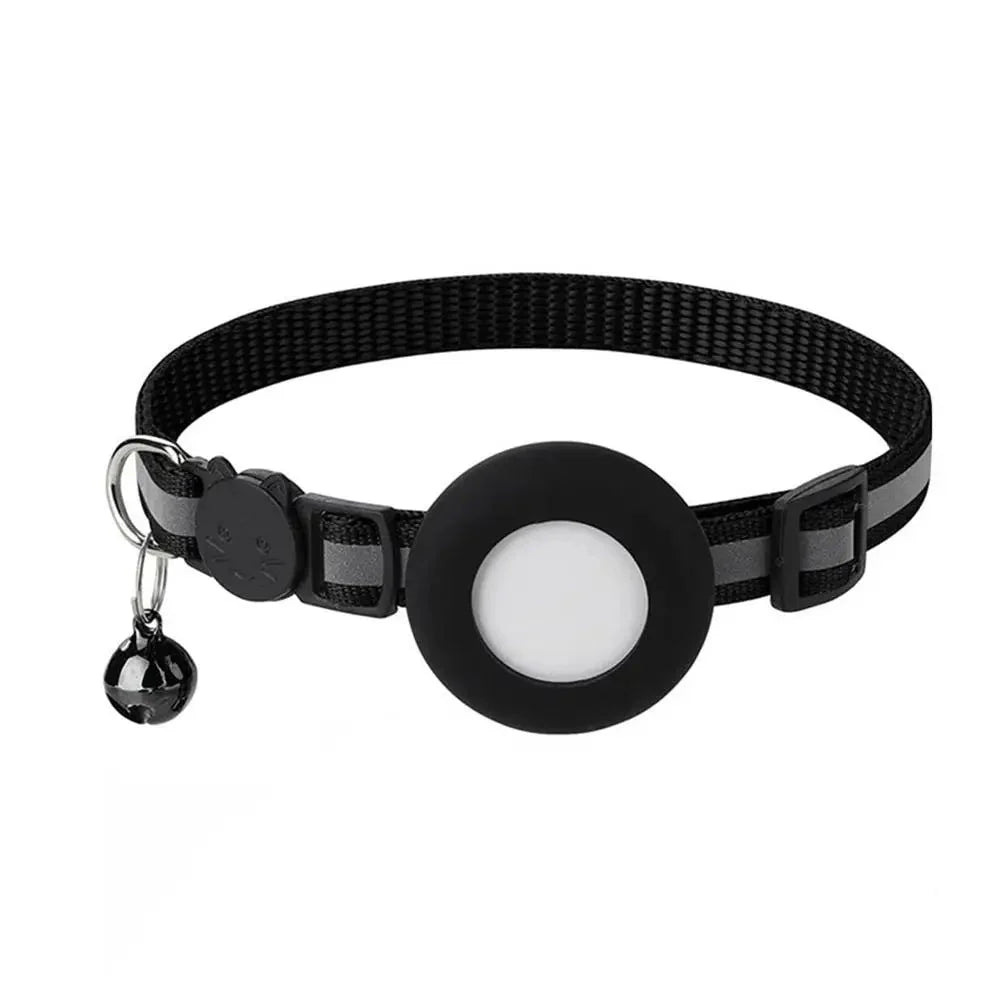 Reflecterende kattenhalsband met AirTag houder en bel voor extra veiligheid