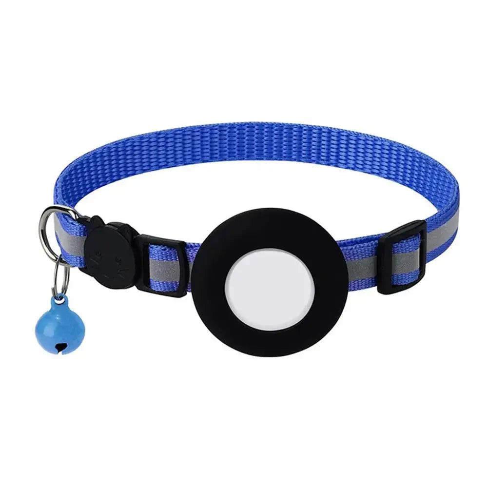 Reflecterende kattenhalsband met AirTag houder en bel voor extra veiligheid