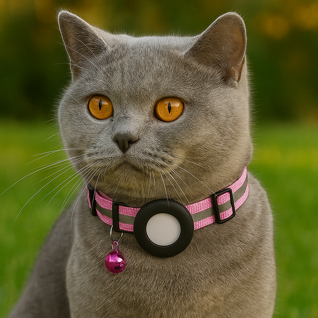 Reflecterende kattenhalsband met AirTag houder en bel voor extra veiligheid