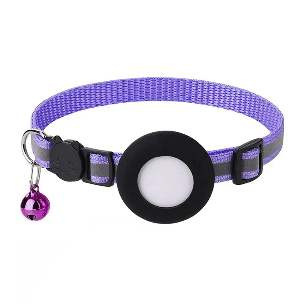 Reflecterende kattenhalsband met AirTag houder en bel voor extra veiligheid