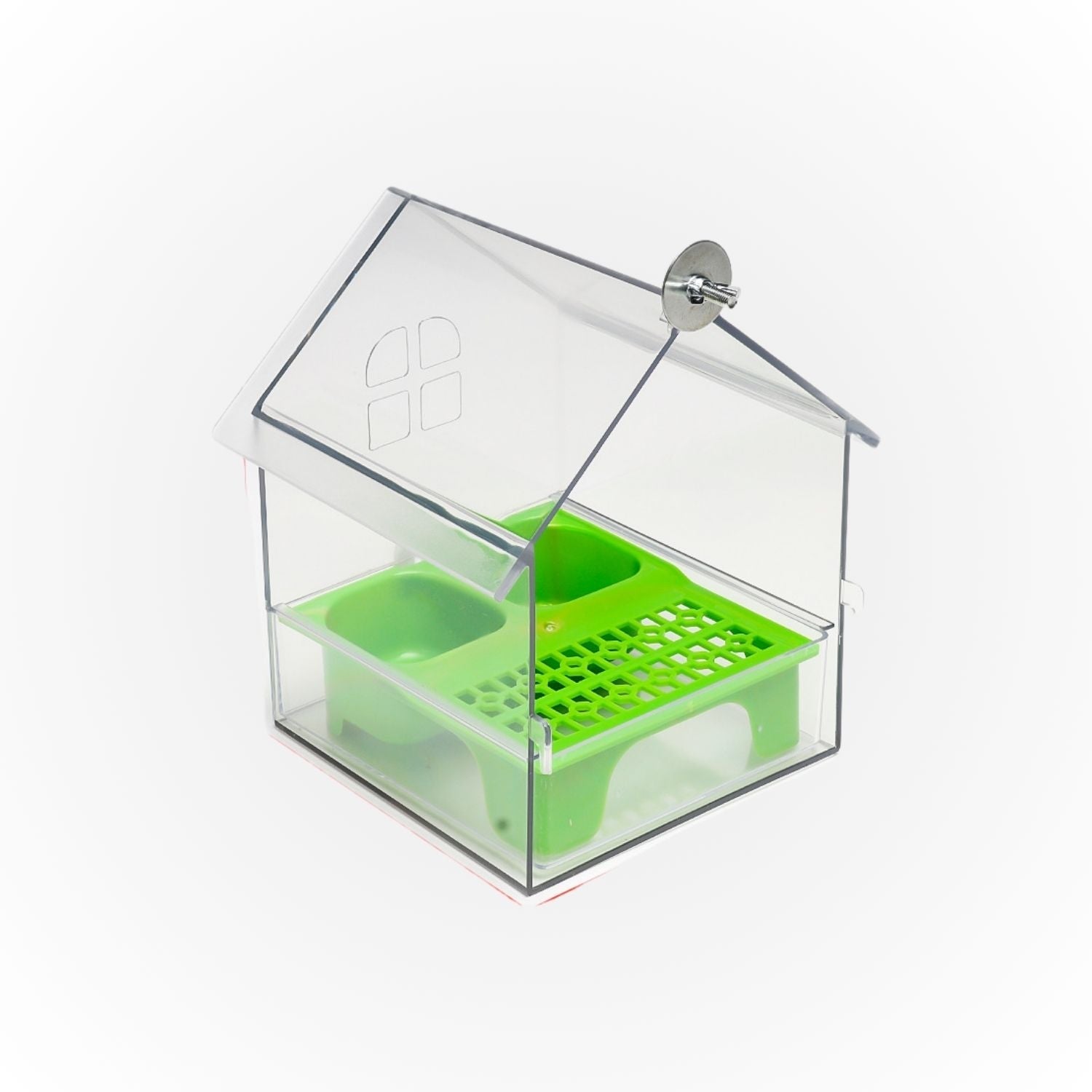 Transparante anti-mors voerbak en badhuis voor vogels, extern gebruik