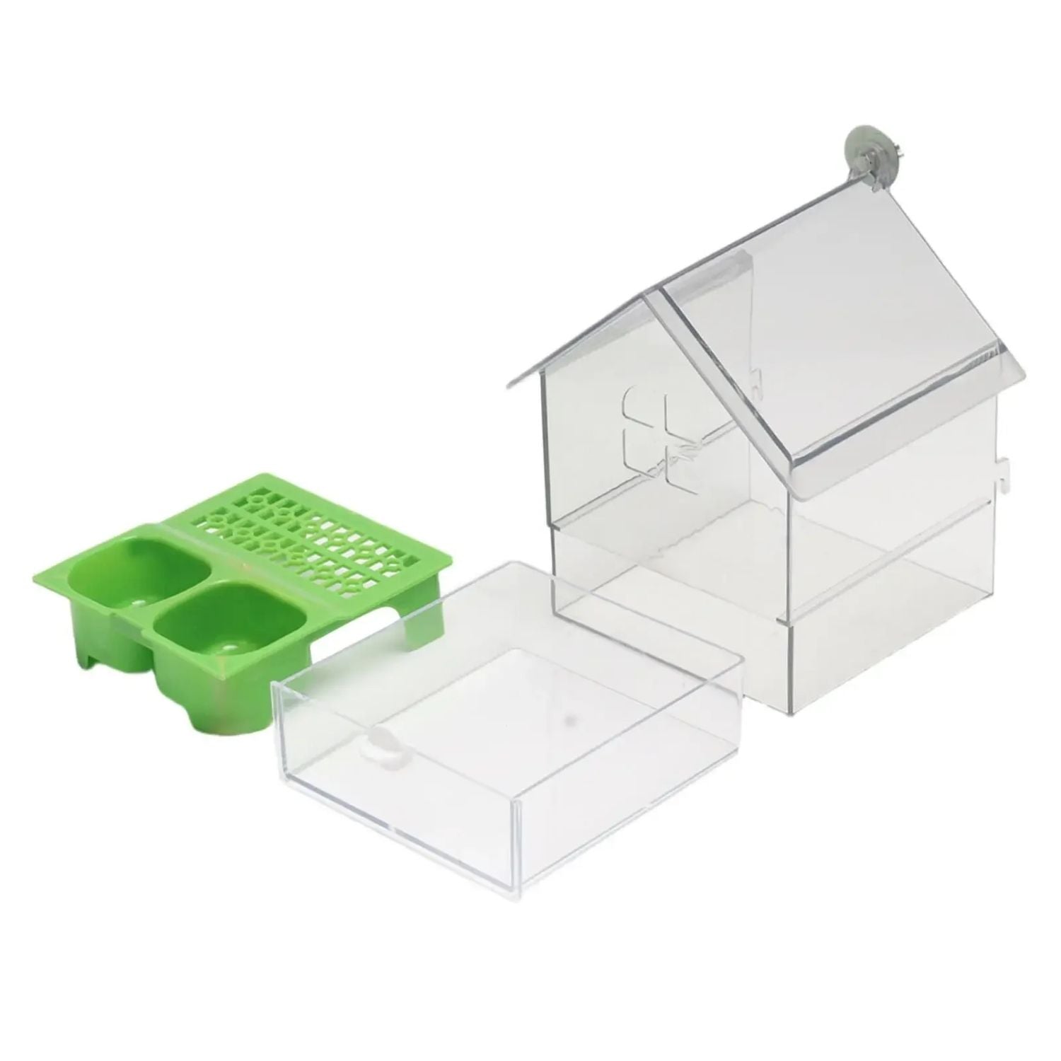 Transparante anti-mors voerbak en badhuis voor vogels, extern gebruik
